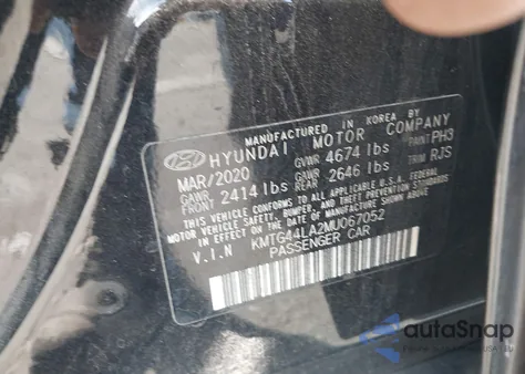 2021 Genesis G70 2.0T Rwd из США, поврежденный, VIN KMTG44LA2MU067052